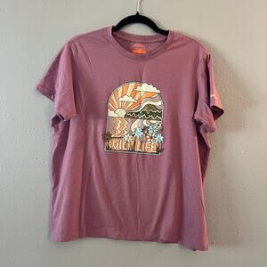 Merrell Graphic T-Shirt XL Wild Life Retro Sunset Floral Outdoor Hiking Tee Pink